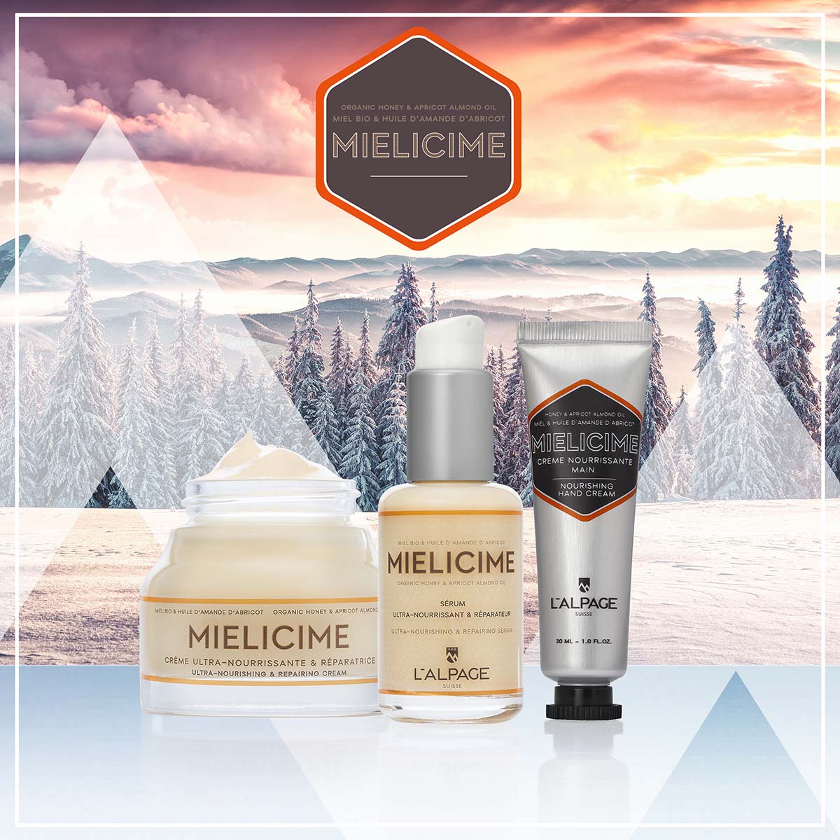 Coffret Cadeau / Set Crème Nourrissante + Sérum Nourrissant + Crème Main MIELICIME